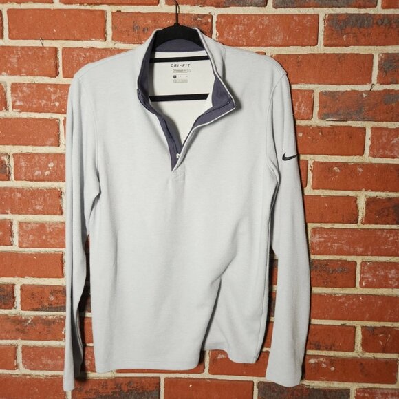 White Nike Dri-FIT Polo Zip Shirt – Swoosh on Left Sleeve - Picture 4 of 4